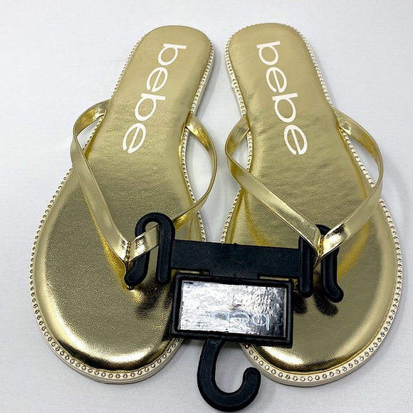 NEW! Women's Bebe Ileana Gold thong sandals